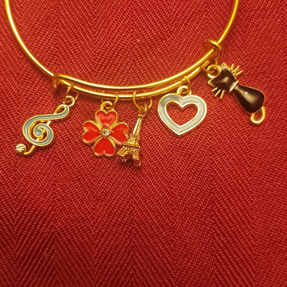 Wire Bangle Adjustable Expandable Charm Bracelet (hand-crafted) - Picture 6 of 6